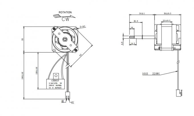Ação do motor de C.A. KG-5522 110-120V 39W no purificador do ar
